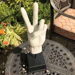 Peace sign sculpture